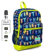 Coral High Sevimli Harfler Baskılı Okul Çantası ve Beslenme Çantası Seti - Erkek Çocuk - USB Soketli - 2