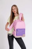 Kaukko Wichlight Pembe - Mor Çiçek Desenli Okul ve Günlük Sırt Çantası thumbnail 4