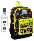 Coral High Game Over Baskılı İlkokul ve Günlük Sırt Çantası - Erkek Çocuk - USB ve AUX Soketli - 1