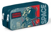 Coral High Pembe Astronot Baskılı İki Bölmeli Kalem Çantası -Erkek Çocuk - 1