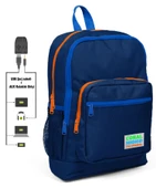 Coral High Lacivert İlkokul ve Günlük Sırt Çantası - Erkek Çocuk - USB ve AUX Soketli - 1