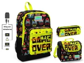 Coral High Game Over Baskılı Erkek Çocuk İlkokul Çanta Seti - USB Çıkışlı thumbnail 1