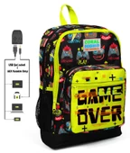 Coral High Game Over Baskılı Okul Çantası ve Beslenme Çantası Seti - Erkek Çocuk - USB Soketli thumbnail 2