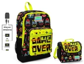 Coral High Game Over Baskılı Okul Çantası ve Beslenme Çantası Seti - Erkek Çocuk - USB Soketli thumbnail 1