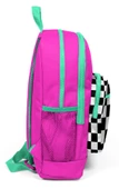 Coral High Pembe Damalı İlkokul ve Günlük Sırt Çantası - Kız Çocuk - USB ve AUX Soketli thumbnail 2
