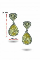 925 Gümüş Vip İtalyan Damla Sarı Topaz Üst Kalite Küpe - 3