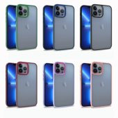 KNY Apple İphone 13 Kılıf Silikon Kenarlı Renkli Flora Kapak Lacivert - 3
