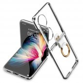 KNY Huawei P50 Pocket Kılıf Renkli Kenarlı Yüzüklü Kıpta Kapak Gri - 1