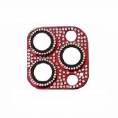 KNY Apple İphone 13 Pro Max İçin Renkli Taşlı Kamera Lens Koruyucu Kırmızı - 1