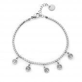 Nipora Beyaz Zirkon Taşlı Hayat Ağacı Tasarım Silver Renk Çelik Kadın Bileklik - 1