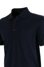 Erkek Lacivert Tişört Polo Yaka Normal Kesim % 100 Pamuk Pike Kumaş rar00877 - 4