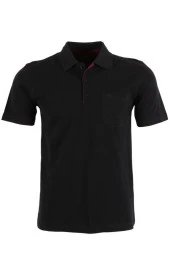 Erkek Siyah Tişört Polo Yaka Normal Kesim % 100 Pamuk Pike Kumaş rar00878 - 1