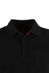 Erkek Siyah Tişört Polo Yaka Normal Kesim % 100 Pamuk Pike Kumaş rar00878 - 4
