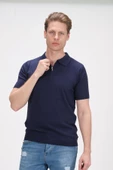 Erkek Fermuarlı Polo Yaka Pamuklu Kısa Kollu Basic Triko T-Shirt - 9