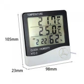 HTC-2 Dijital Termometre Higrometre Hava İstasyonu Sıcaklık Nem Ölçer LCD Saat - 6
