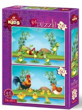 Art Puzzle Hayvanlar ve Yavruları 2li 35+60 Parça Yapboz - 1