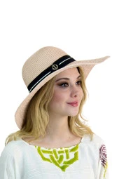 Şeritli Geniş Kenarlı Kadın Şapka 1928 thumbnail 5