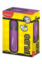 Maped Fluo Pep's Fosforlu İşaret Kalemi Mor Fosforlu Kalem (12 Li Paket) - 1