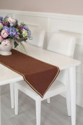 Gümüş Şeritli Runner 90x30 Açık Kahverengi - 1