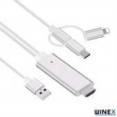 Winex 3in1 Arsky Micro, Type-C, Lightning to 4K Hdmi Hdtv Dönüştürücü - 4