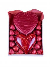 Sevgililer Günü Ayıcıklı Ahşap Kutu Kalp Çikolata - 2