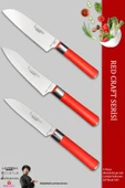 Lazbisa Red Craft Serisi Mutfak Bıçak Seti Et Ekmek Şef Sebze Börek Bıçağı 3 Lü Set (MFT-8476) thumbnail 1