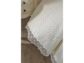 Limena Dantelli Kapitoneli Ultrasonik Çift Kişilik Yatak Örtüsü Krem thumbnail 3