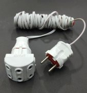 5 Metre 2x0.75 Kablolu üçlü 6 lı Priz Seyyar Uzatma Kablosu Telefon Şarjı Led Tv Uydu Cihazı için - 1