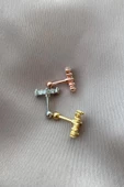 925 Ayar Gümüş Salyangoz Baget Zirkon Taşlı Minimal Kıkırdak Küpe Piercing - 3