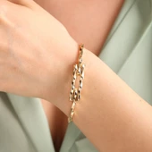 Altın Kaburga Kelepçe İki Sıra Burgu Form - 1