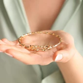 Altın Kaburga Kelepçe İki Sıra Burgu Form - 2