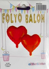 FOLYO BALON KALPLİ KIRMIZI 10 INC 2 ADET - 1