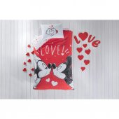 Taç Lisanslı Disney Minnie&Mickey Lovely 100 Pamuk Tek Kişilik Nevresim Takımı Çok Renkli - 1