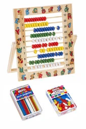 Ahşap Abaküs Desenli 24x21cm ve Sayı Fasulyesi ve Çubuğu Set 1 Paket - 1