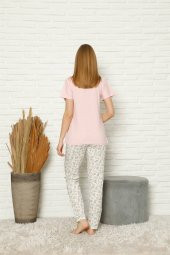 Moda Twins Kadın 100 Pamuk Penye Kısa Kol Pijama Takım 3440 - 3