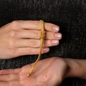 Nipora El İşçiliği Düğüm Tasarım Gold Renk 1000 Ayar Gümüş Kazaz Bileklik - 4