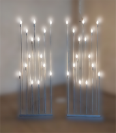 Şamdan Lambader ZLF 15 Mızraklı Model Led Ampüllü  Akrilik Gri Boya 2 Adet El Yapımı - 3