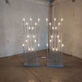 Şamdan Lambader ZLF 15 Mızraklı Model Led Ampüllü  Akrilik Gri Boya 2 Adet El Yapımı - 4