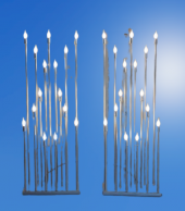 Şamdan Lambader ZLF 15 Mızraklı Model Led Ampüllü  Akrilik Gri Boya 2 Adet El Yapımı - 1