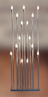 Şamdan Lambader ZLF 15 Mızraklı 1 Adet Model Led Ampüllü Akrilik Gri Boya El Yapımı - 1