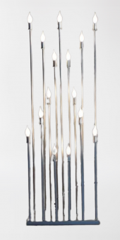 Şamdan Lambader ZLF 15 Mızraklı 1 Adet Model Led Ampüllü Akrilik Gri Boya El Yapımı - 3