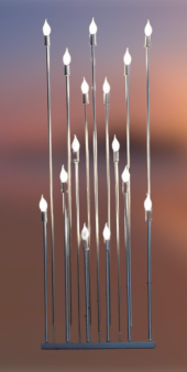 Şamdan Lambader ZLF 15 Mızraklı 1 Adet Model Led Ampüllü Akrilik Gri Boya El Yapımı - 4