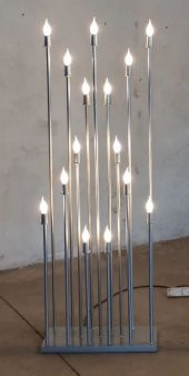 Şamdan Lambader ZLF 15 Mızraklı 1 Adet Model Led Ampüllü Akrilik Gri Boya El Yapımı - 5