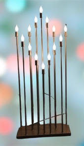 Şamdan Lambader ZLF 14 Mızraklı 1Adet Model Led Ampüllü El Yapımı Akrilik Gold Boya - 7