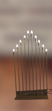 Şamdan Lambader ZLF 10 Mızraklı 1 Adet Model Led Ampüllü  Akrilik Gold Boya El Yapımı - 1