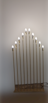Şamdan Lambader ZLF 10 Mızraklı 1 Adet Model Led Ampüllü  Akrilik Gold Boya El Yapımı - 4