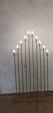 Şamdan Lambader ZLF 10 Mızraklı 1 Adet Model Led Ampüllü  Akrilik Gold Boya El Yapımı - 5