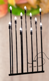Şamdan Lambader ZLF 11 Mızraklı 1 Adet Model Led Ampüllü Akrilik Siyah Boya El Yapımı - 1
