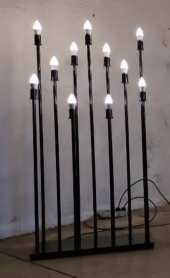 Şamdan Lambader ZLF 11 Mızraklı 1 Adet Model Led Ampüllü Akrilik Siyah Boya El Yapımı - 6