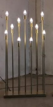 Şamdan Lambader  ZLF 11 Mızraklı 1 Adet Model Led Ampüllü  Akrilik Gold Boya El Yapımı - 1